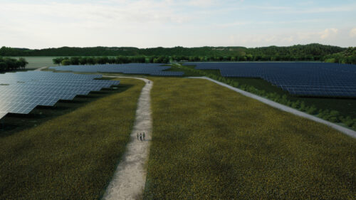 Walkway in solar farm Highfield