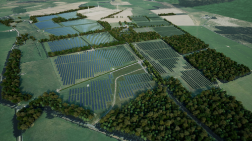 Overview view of CGI Solar farm in Highfield